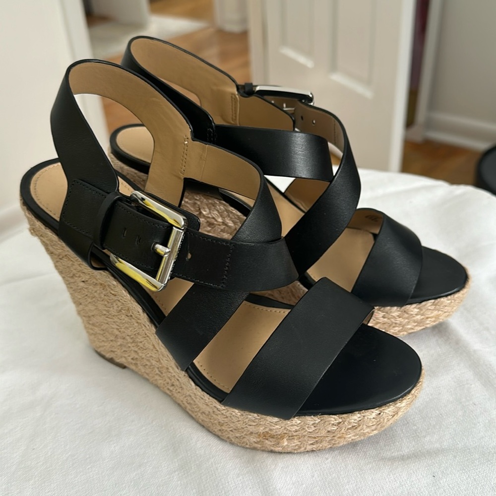 Michael Kors Black Wedge Sandals